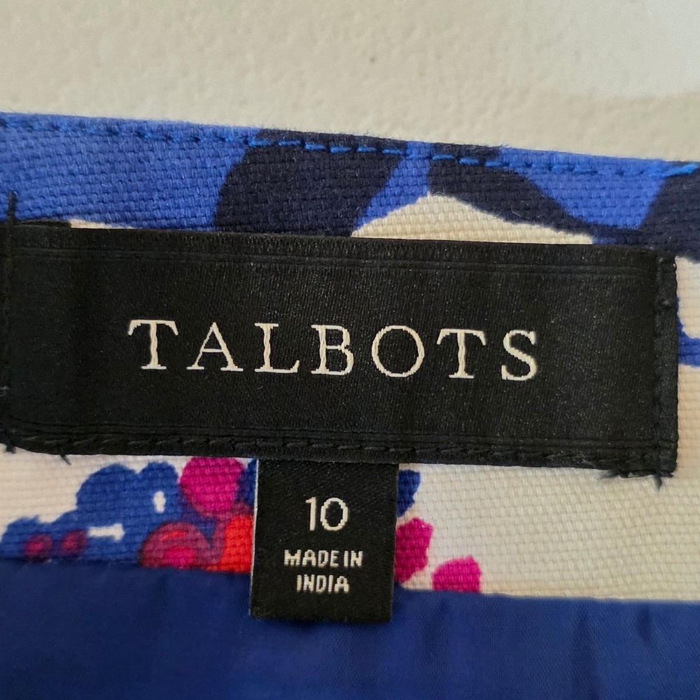 Talbots‎ Pencil Skirt Women 10 Blue Floral Cotton Stretch Knee Length Career - Picture 8 of 9